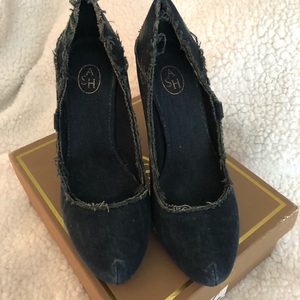 ASH dark blue denim heels